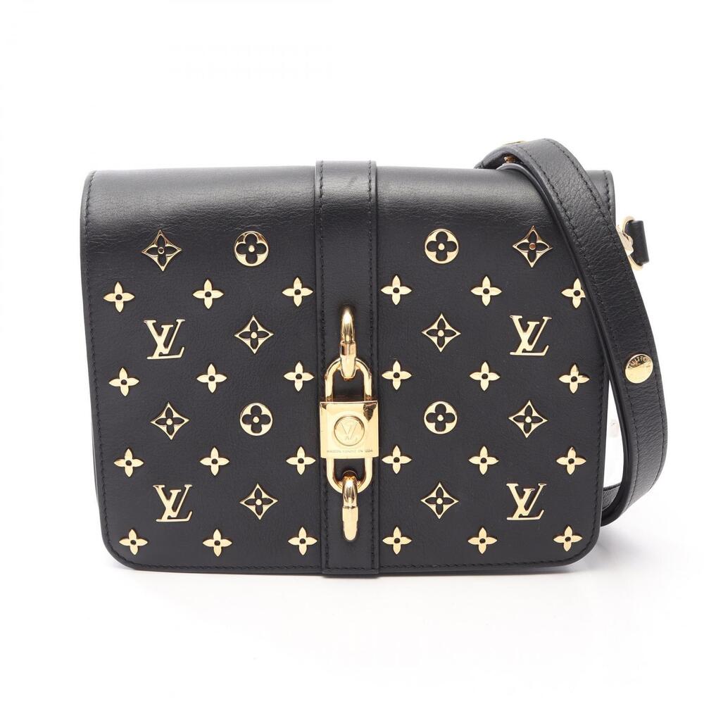 Louis Vuitton Rendezvous Monogram Flower Bag Leather Black Stud Black